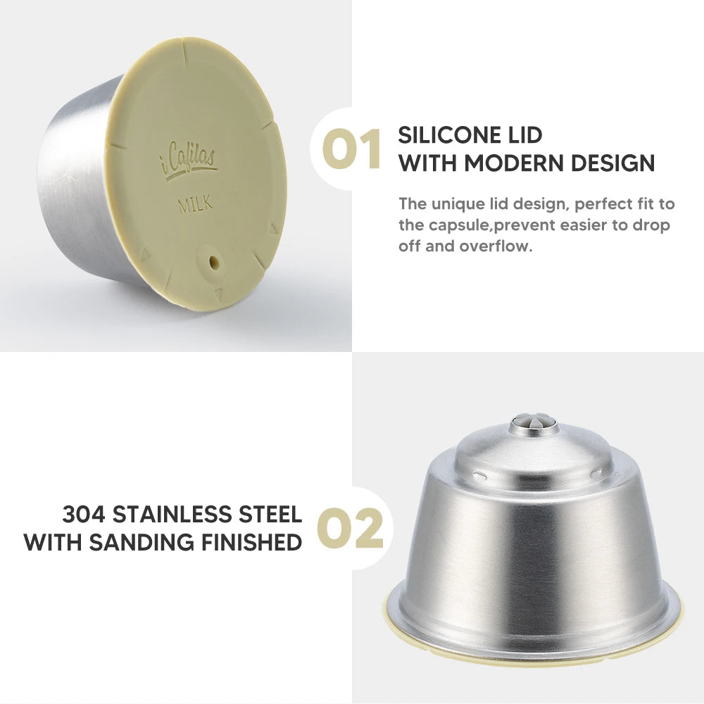 Reusable Milk Pod Coffee Capsule for Nescafe Dolce Gusto (Stainless Steel Refillable Coffee Filter Pods)