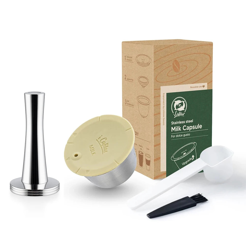Reusable Milk Pod Coffee Capsule for Nescafe Dolce Gusto (Stainless Steel Refillable Coffee Filter Pods)