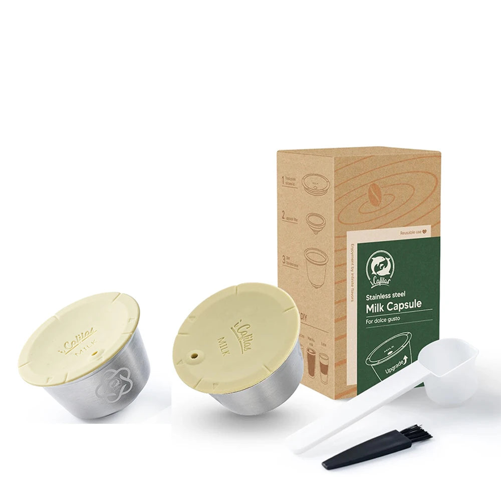 Reusable Milk Pod Coffee Capsule for Nescafe Dolce Gusto (Stainless Steel Refillable Coffee Filter Pods)